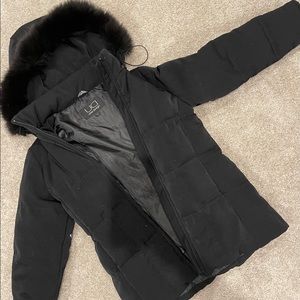 UTEX DESIGN PUFFER FAUX FUR HOODED COAT